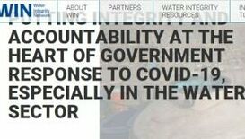 PUTTING INTEGRITY AND ACCOUNTABILITY AT THE HEART OF GOVERNMENT RESPONSE TO COVID-19, ESPECIALLY IN THE WATER SECTOR